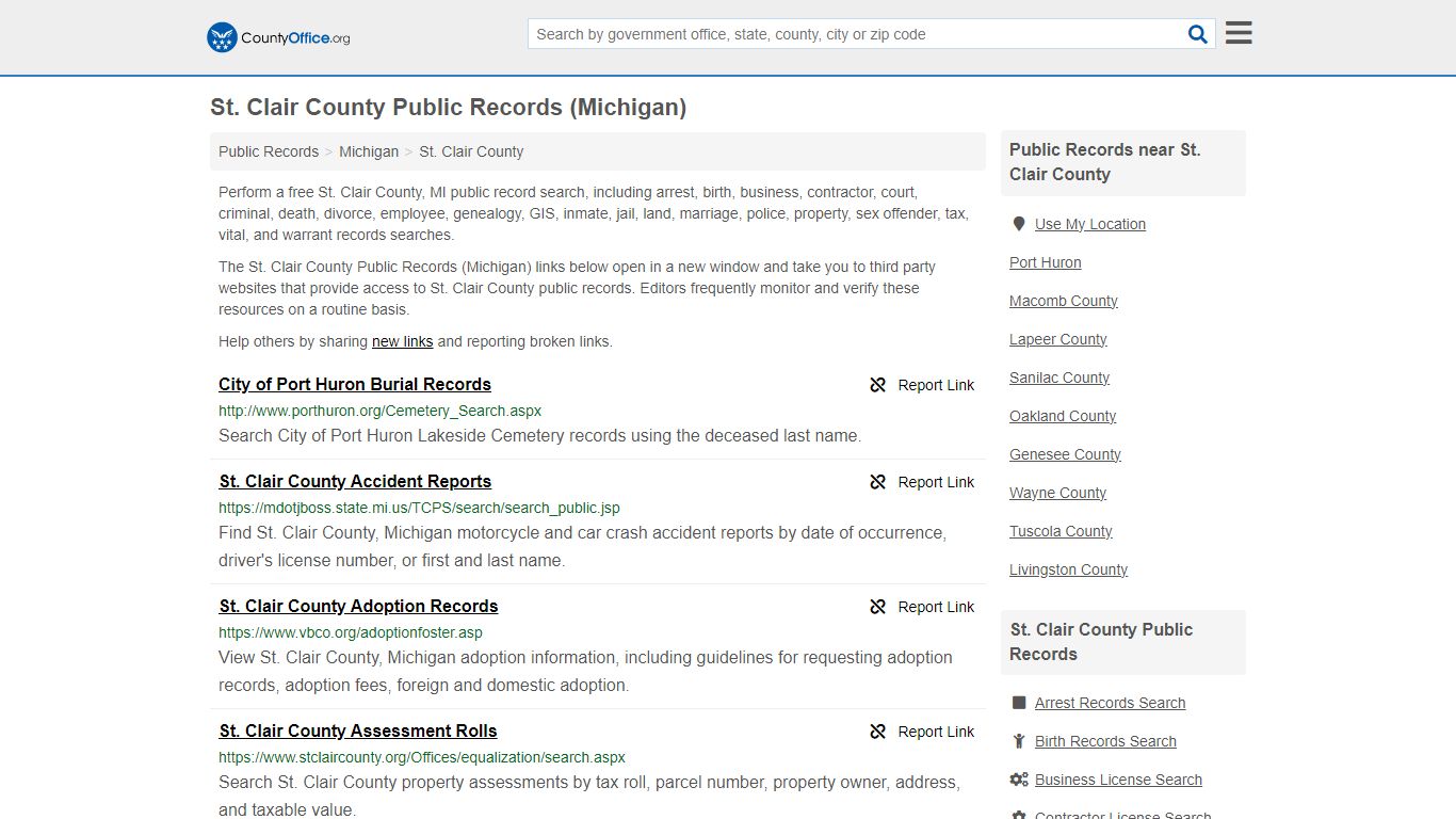 St. Clair County Public Records (Michigan) - County Office